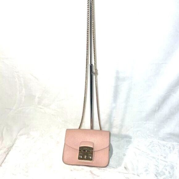 Furla Metropolis Mini Pink Leather Crossbody Bag Women's Chic Accessory - Picture 1 of 13